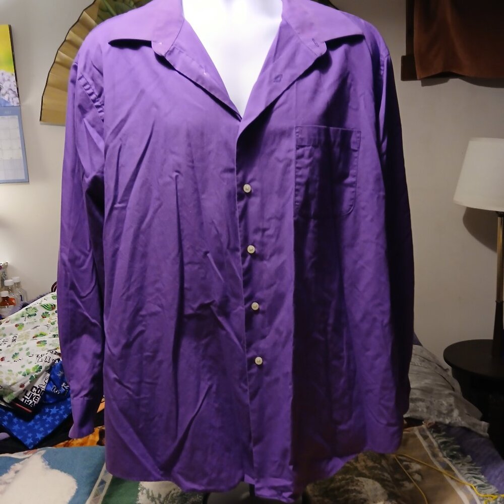 Men's Haggar 2XL Purple Button Down Long Sleeve Dress Shirt
